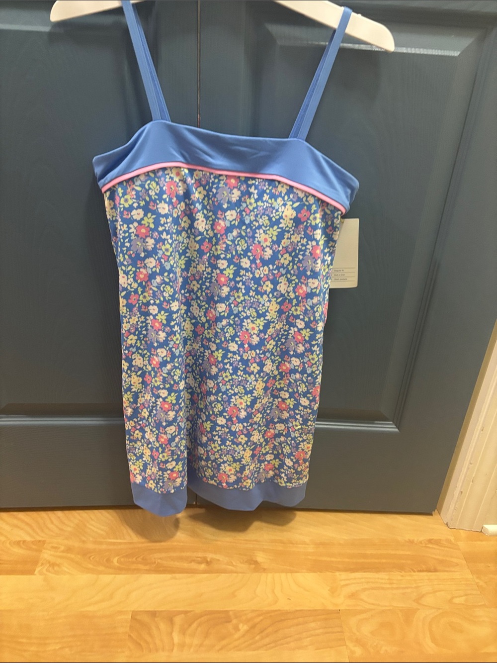 Target Blue Floral Sundress with Pink Trim